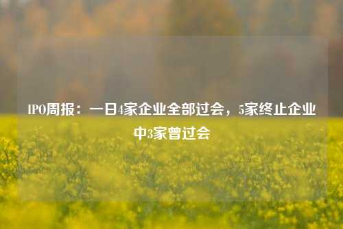 IPO周报：一日4家企业全部过会，5家终止企业中3家曾过会