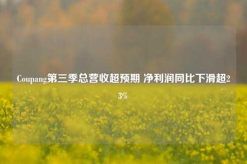 Coupang第三季总营收超预期 净利润同比下滑超23%