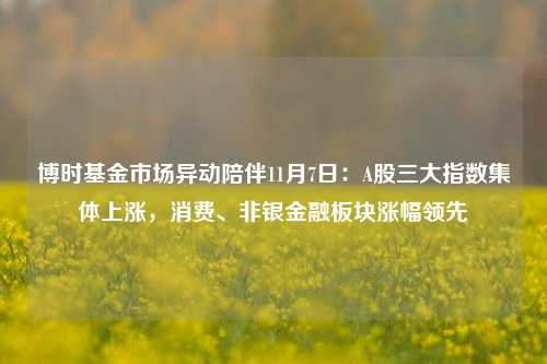 博时基金市场异动陪伴11月7日：A股三大指数集体上涨，消费、非银金融板块涨幅领先