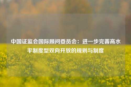 中国证监会国际顾问委员会：进一步完善高水平制度型双向开放的规则与制度