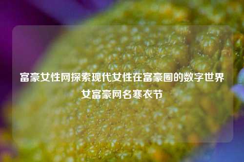 富豪女性网探索现代女性在富豪圈的数字世界女富豪网名寒衣节