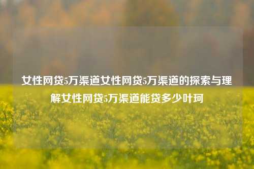 女性网贷5万渠道女性网贷5万渠道的探索与理解女性网贷5万渠道能贷多少叶珂