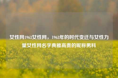 女性网1963女性网，1963年的时代变迁与女性力量女性网名字典雅高贵的昵称男科