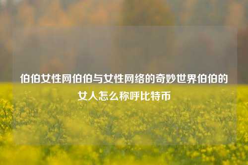 伯伯女性网伯伯与女性网络的奇妙世界伯伯的女人怎么称呼比特币