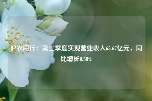 沪农商行：第三季度实现营业收入65.67亿元，同比增长0.58%